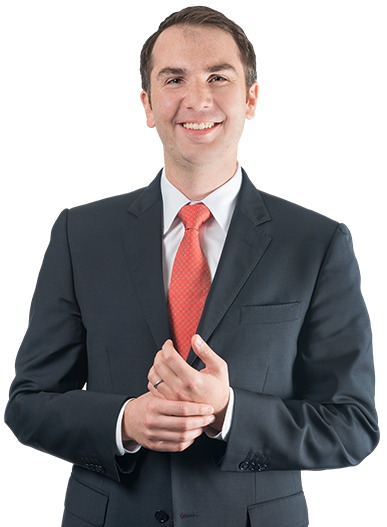 Photo of attorney Andrew Erdlen in grey suit with orange tie